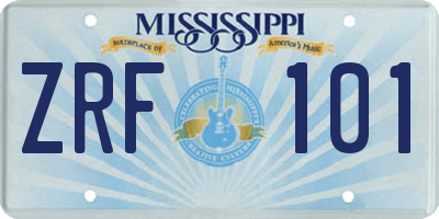 MS license plate ZRF101