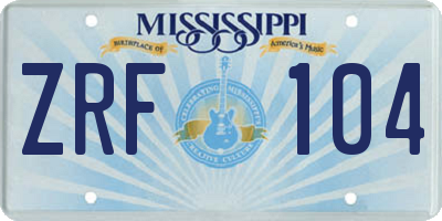 MS license plate ZRF104