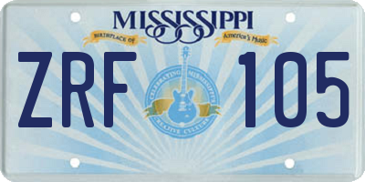 MS license plate ZRF105