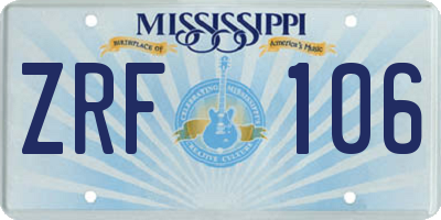 MS license plate ZRF106