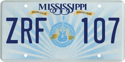 MS license plate ZRF107
