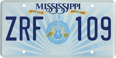 MS license plate ZRF109