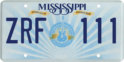 MS license plate ZRF111