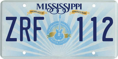 MS license plate ZRF112