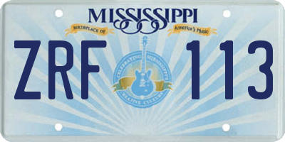 MS license plate ZRF113