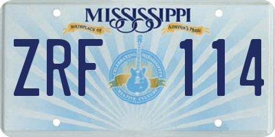 MS license plate ZRF114