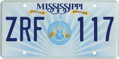 MS license plate ZRF117
