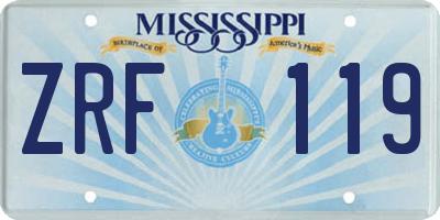 MS license plate ZRF119