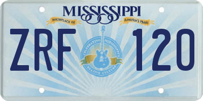 MS license plate ZRF120