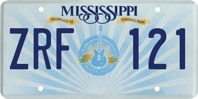 MS license plate ZRF121