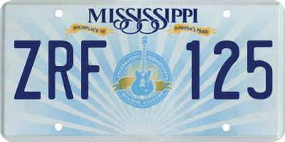 MS license plate ZRF125