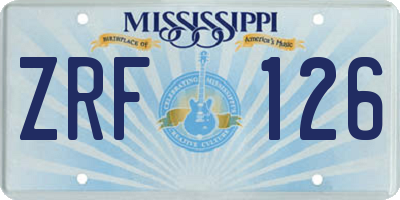 MS license plate ZRF126