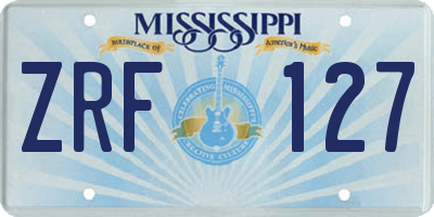 MS license plate ZRF127
