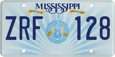 MS license plate ZRF128
