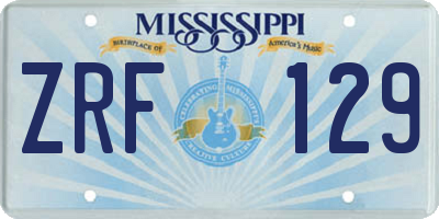 MS license plate ZRF129