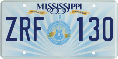 MS license plate ZRF130
