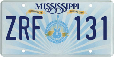 MS license plate ZRF131