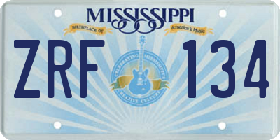 MS license plate ZRF134