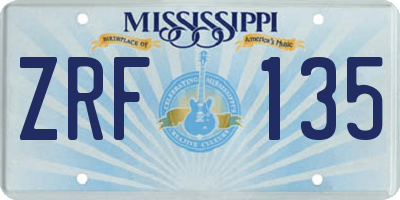 MS license plate ZRF135