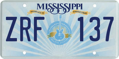 MS license plate ZRF137