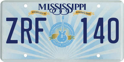 MS license plate ZRF140