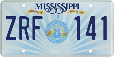 MS license plate ZRF141