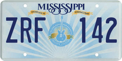 MS license plate ZRF142