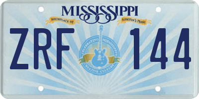 MS license plate ZRF144