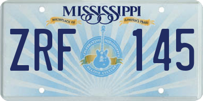 MS license plate ZRF145