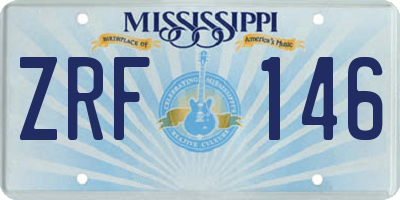 MS license plate ZRF146