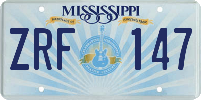 MS license plate ZRF147