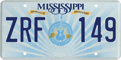 MS license plate ZRF149