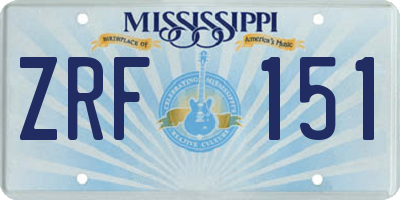 MS license plate ZRF151