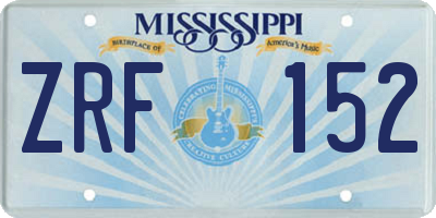 MS license plate ZRF152