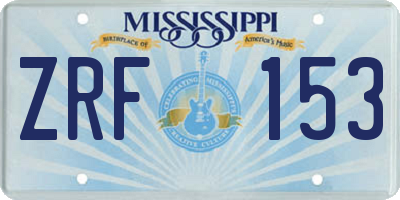 MS license plate ZRF153