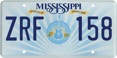 MS license plate ZRF158