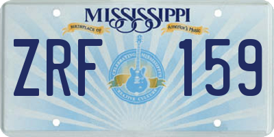 MS license plate ZRF159