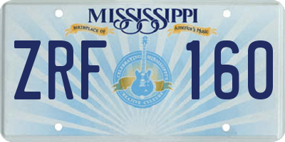 MS license plate ZRF160