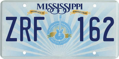 MS license plate ZRF162