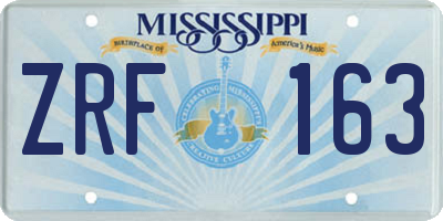 MS license plate ZRF163