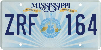 MS license plate ZRF164