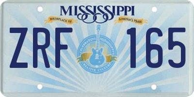 MS license plate ZRF165