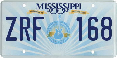MS license plate ZRF168