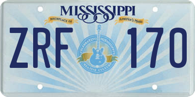 MS license plate ZRF170