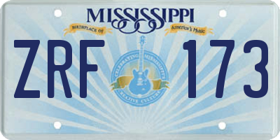MS license plate ZRF173