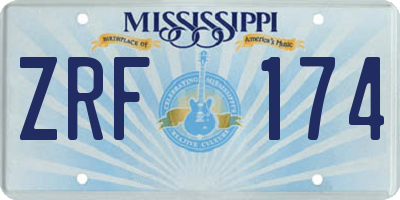 MS license plate ZRF174