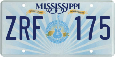 MS license plate ZRF175