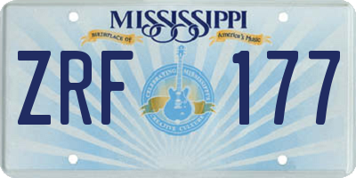 MS license plate ZRF177