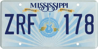 MS license plate ZRF178