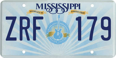 MS license plate ZRF179